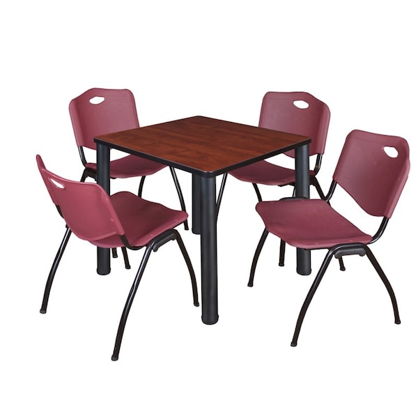 Kee Kee Square Table & Chair Set, Wood, Metal, Plastic Top, Cherry TB3030CHBPBK47BY - main